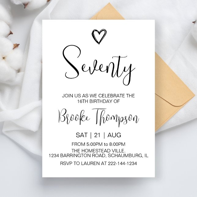 70th Birthday Party Photo Seventy Years Old Invitation (Creator Uploaded)