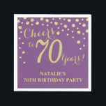 70th Birthday Party Purple and Gold Diamond Napkin<br><div class="desc">70th Birthday Party Invitation with Purple and Gold Glitter Diamond Background. Gold Confetti. Adult Birthday. Man or Woman Birthday. For further customization,  please click the "Customize it" button and use our design tool to modify this template.</div>