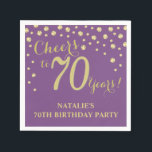 70th Birthday Party Purple and Gold Diamond Napkin<br><div class="desc">70th Birthday Party Invitation with Purple and Gold Glitter Diamond Background. Gold Confetti. Adult Birthday. Man or Woman Birthday. For further customization,  please click the "Customize it" button and use our design tool to modify this template.</div>