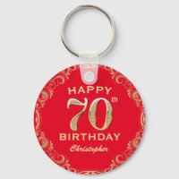 70th Birthday Party Red and Gold Glitter Frame