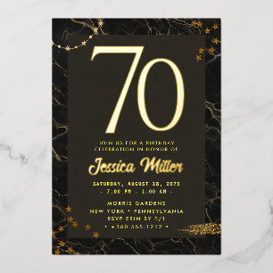70th Birthday Party Rose Gold Foil Invitation