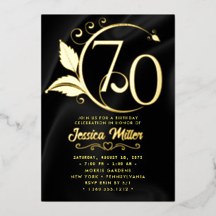 70th Birthday Party Rose Gold Foil Invitation