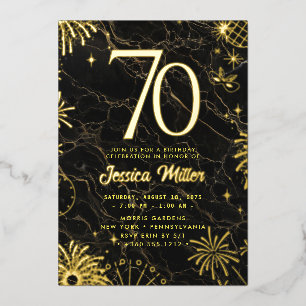 70th Birthday Party Rose Gold Foil Invitation