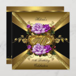 70th Birthday Party Roses Purple Gold Black Invitation<br><div class="desc">70th Birthday Party, Roses Purple Black Gold Birthday Party. Invitation floral flowers, Party birthday invites For All Ages 15th, 16th, 18th 21st, 20th, 30th, 40th, 50th, 60th, etc. This Design Style is Copyrighted © Content and Designs © 2000-2014 Zizzago™ (Trademark) and it's licensors. Customize with your own details and age....</div>