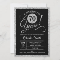 70th Birthday Party - Silver Black ANY AGE