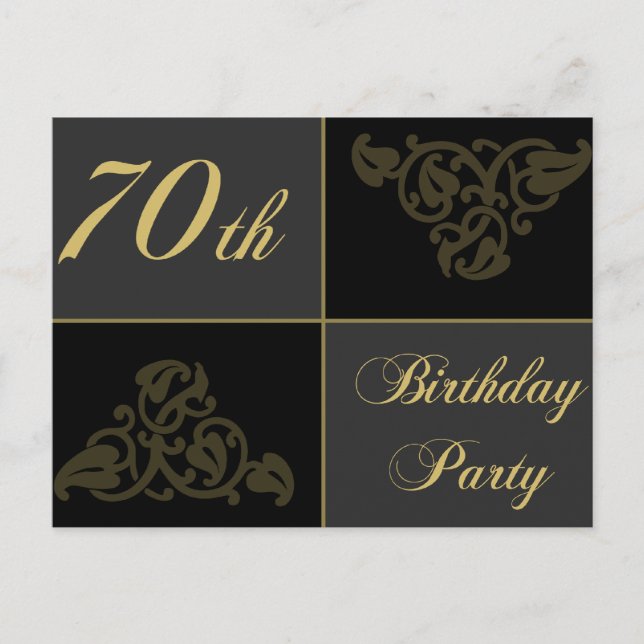 70th Birthday Party supplies Invitation Postcard (Front)