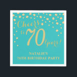70th Birthday Party Teal and Gold Diamond Napkins<br><div class="desc">70th Birthday Party Invitation with Teal and Gold Glitter Diamond Background. Gold Confetti. Adult Birthday. Man or Woman Birthday. For further customization,  please click the "Customize it" button and use our design tool to modify this template.</div>