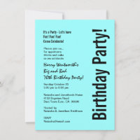 70th Birthday Party Turquoise Black Budget V101H