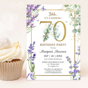 70th Birthday Party Watercolor Purple Lavender Invitation
