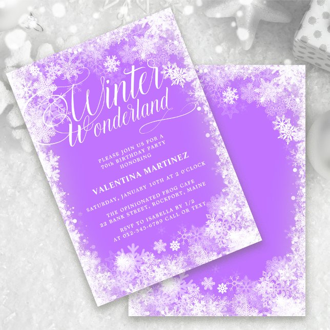 70th Birthday Party Winter Wonderland Snowflake Invitation (Creator Uploaded)