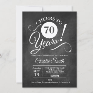 70th Birthday Party with Chalkboard Pattern Invitation