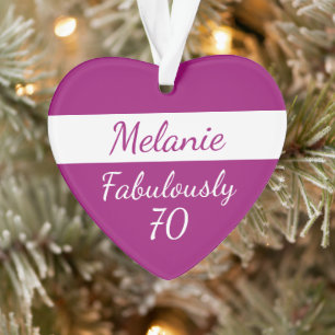 70th Birthday Personalize Fabulously 70 pink Ornament