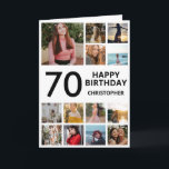 70th Birthday Photo Collage 13 Photos Black White Card<br><div class="desc">70th Happy Birthday Photo Collage 13 Photos Black and White Birthday Card for Any Age. 1st 13th 15th 16th 18th 20th 21st 30th 40th 50th 60th 70th 80th 90th 100th,  Any Ages. For further customization,  please click the "Customize it" button and use our design tool to modify this template.</div>