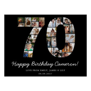 70th Birthday Photo Collage   70th Birthday Gift Poster