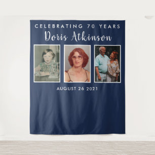 70th birthday photo collage backdrop banner tapestry