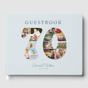 70th Birthday Photo Collage Milestone Guestbook