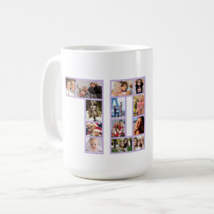 70th Birthday Photo Collage purple Coffee Mug