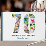 70th Birthday Photo Collage Remember When ... Blue Guest Book<br><div class="desc">This personalized photo guest book is a lovely milestone birthday keepsake for a 70th Birthday. You can either let the guests at the 70th birthday party celebration add their well wishes and reminiscences or, if you're not having a party, you can pre-fill it with photos and "remember when ... ",...</div>