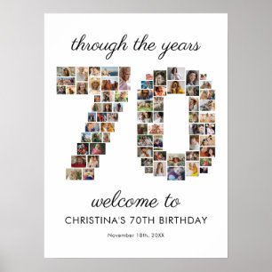 70th Birthday Photo Collage Welcome Poster