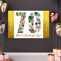 70th Birthday Photo Collage with Gold Borders