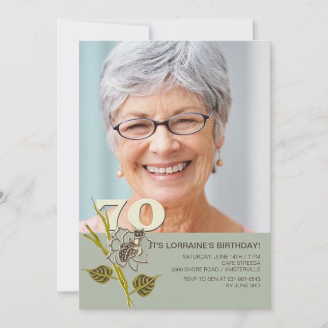 70th Birthday Photo Invitation (Front)