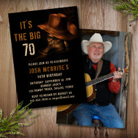70th Birthday Photo Rustic Cowboy Hat Boots