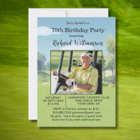 70th Birthday Photo Watercolor Golf Theme