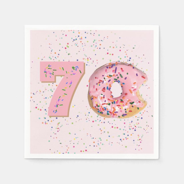 70th Birthday Pink Doughnut  Napkins (Front)