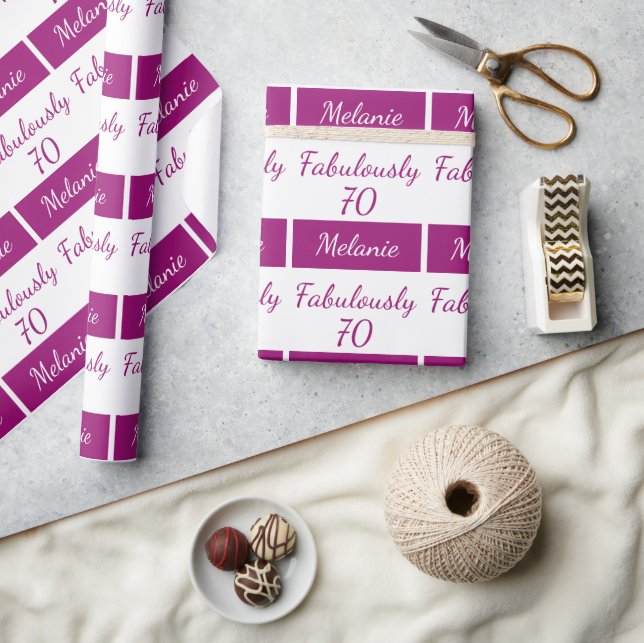 70th Birthday PINK Fabulously 70 Wrapping Paper (Crafts)