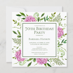70th Birthday Pink Hydrangeas Card Request 