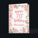 70th Birthday Pink Peach Peonies Watercolor Floral Card<br><div class="desc">70th Birthday Pink Peach Peonies Watercolor Floral Birthday Card. For further customization,  please click the "Customize it" button and use our design tool to modify this template.</div>