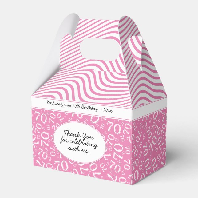 70th Birthday Pink/White Number Pattern Favor Box (Front Side)