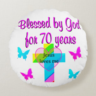 70TH BIRTHDAY PRAYER ROUND PILLOW