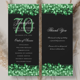 70th Birthday Program Green w/ Thank You