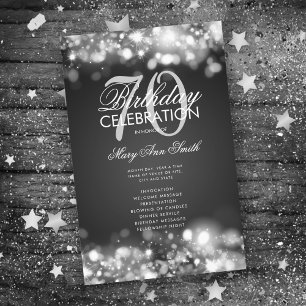 70th Birthday Program Lights Silver Menu