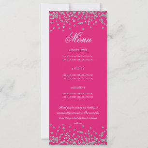 70th Birthday Program Menu Thank U Silver Hot Pink