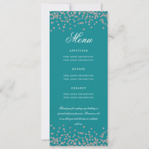 70th Birthday Program Menu Thank U Silver Teal