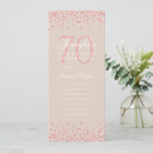 70th Birthday Program Rose Gold Menu Champagne 