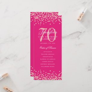 70th Birthday Program Thank You Rose Gold Hot Pink