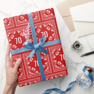 70th Birthday Red Bandana    Wrapping Paper