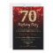 70th Birthday - Red Black Gold Invitation