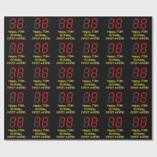70th Birthday: Red Digital Clock Style "70" + Name Wrapping Paper