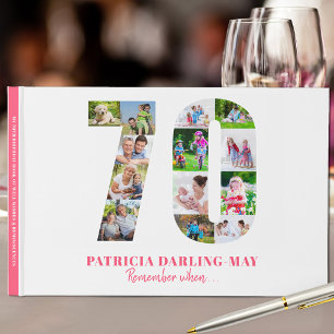 70th Birthday Remember When ... Pink Photo Collage Guest Book