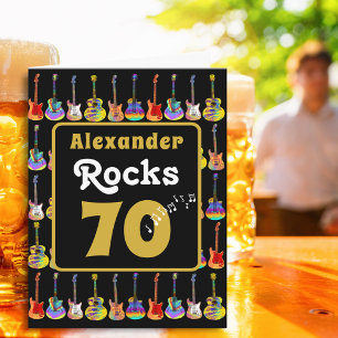 70th birthday Retro Groovy Guitar Personalized Card