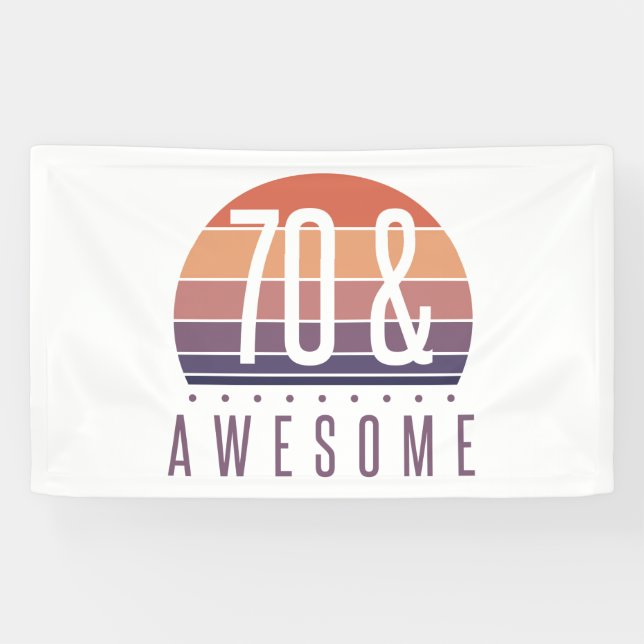 70th Birthday Retro Sunset Banner (Horizontal)