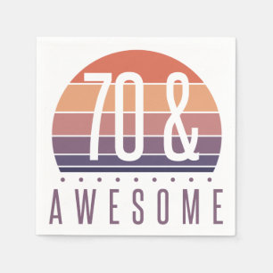 70th Birthday Retro Sunset Napkin