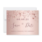 70th birthday rose gold stars save the date
