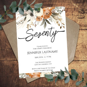 70th Birthday Rustic Floral Fall Invitation