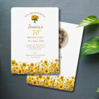 70th Birthday Rustic Sunflower Floral Photo