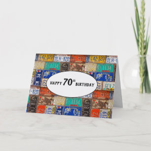 70th Birthday Rusty License Plates Card